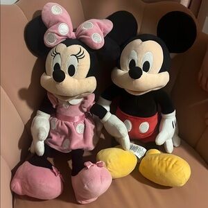 Disney Minnie and Mickey Mouse Plush Toys - Pink and Black